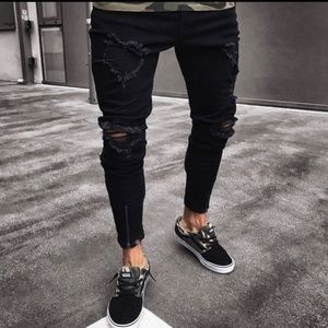Skinny T-zip denim jean